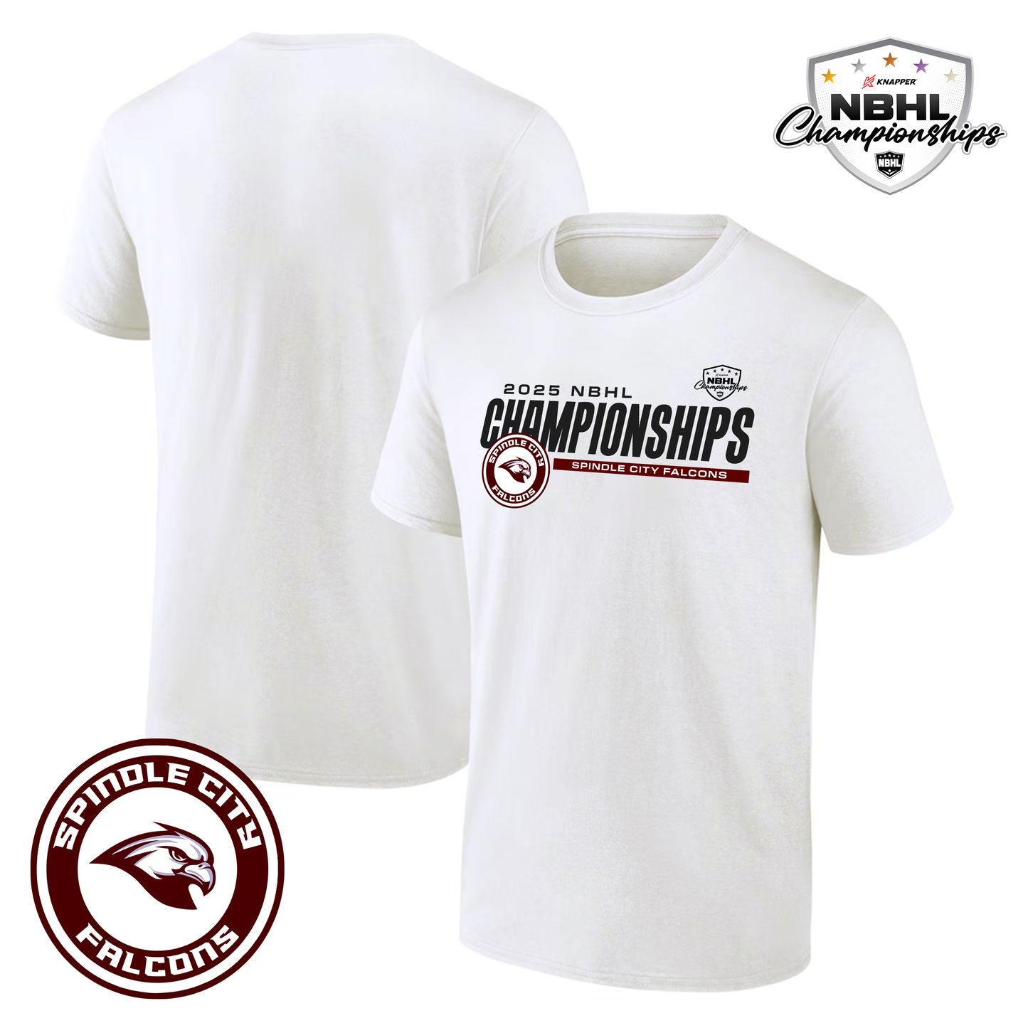Spindle City Falcons 2025 NBHL Championships Team T-Shirt