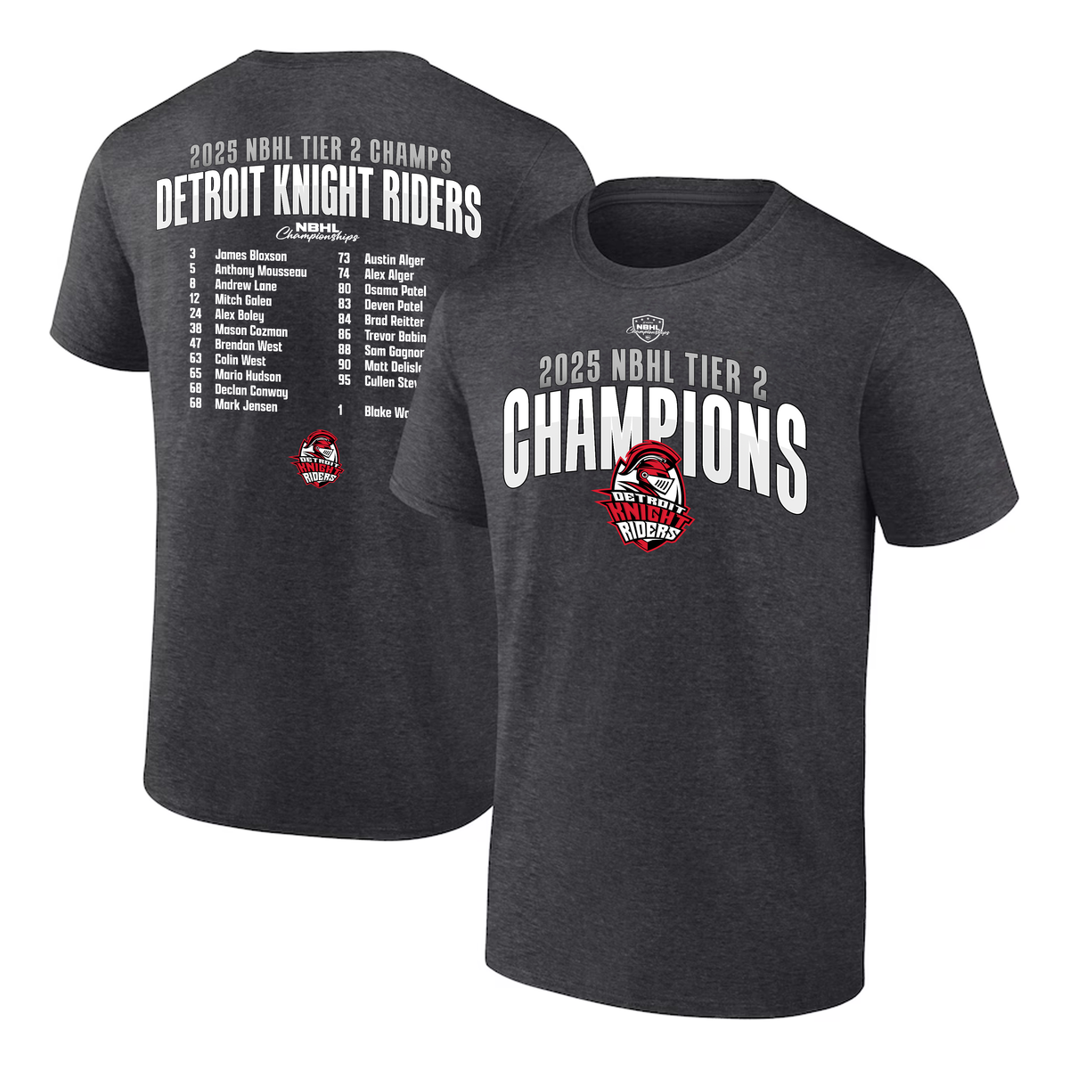 Knight Riders Usmc Emblem Detroit Knight Riders Tier 2 Champions T-Shirt – NBHL Store by Variant