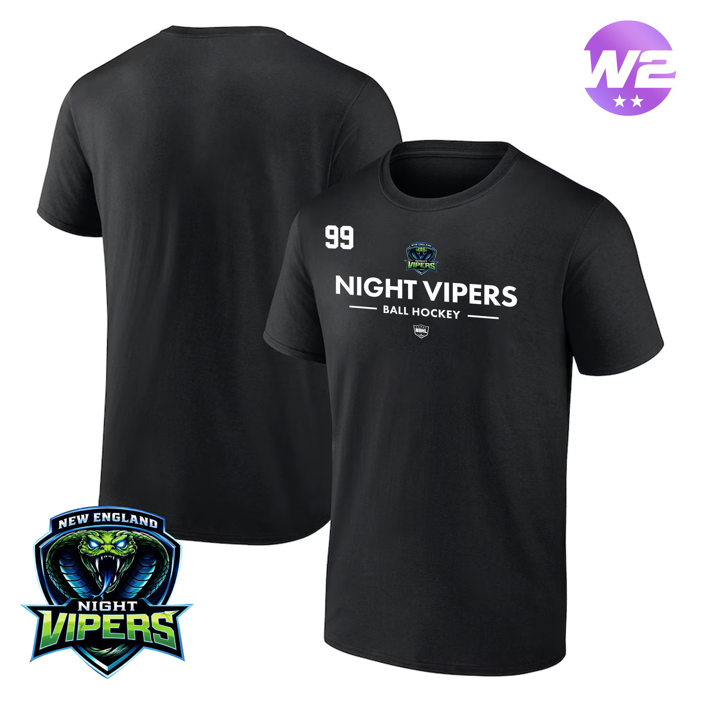 New England Night Vipers 2026 Authentic Pro Primary T-Shirt